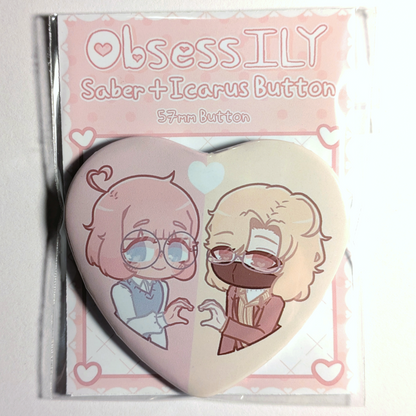 Saber x Icarus heart shaped button